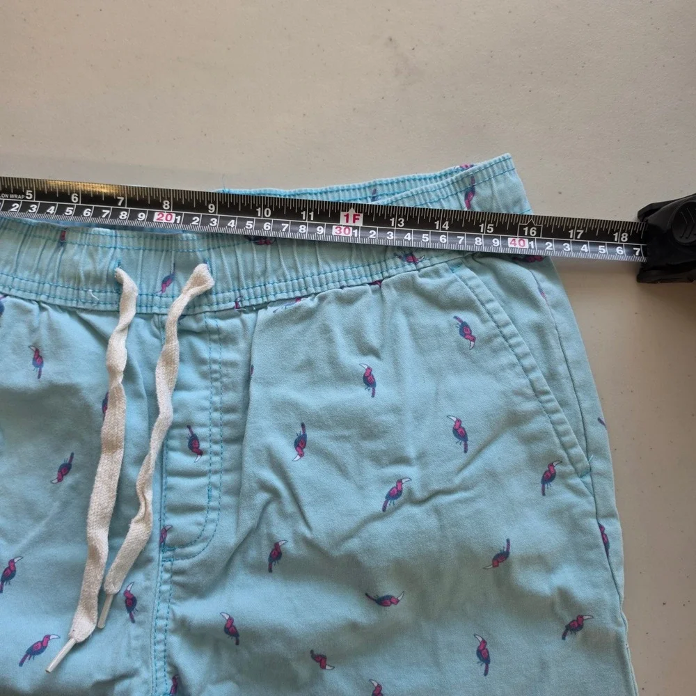 George Shorts Men M Blue Toucan Print Casual Elastic Waist Drawstring Cotton
